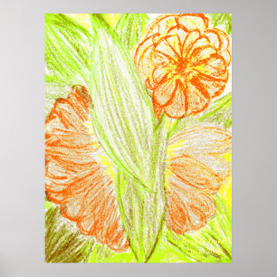 Gerbera und Aspidistra elatior, Poster