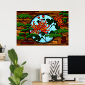 Gerbera und Bonsai Trees (Semi-Gloss-Poster) Poster (Heimbüro)