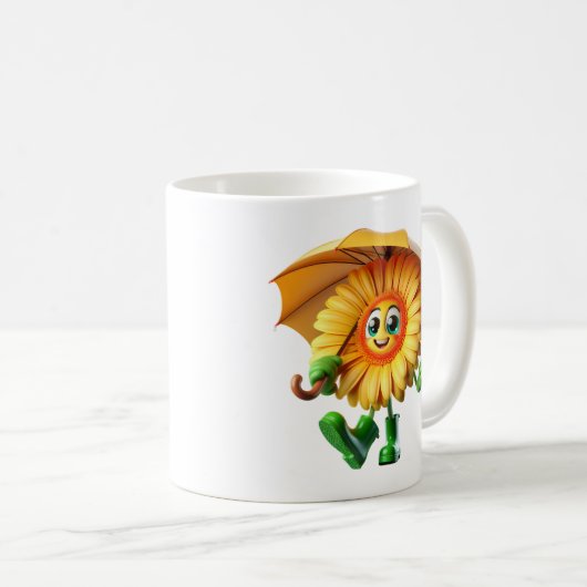 Gerbera unter einem Schirm Kaffeetasse (VorderseiteRechts)