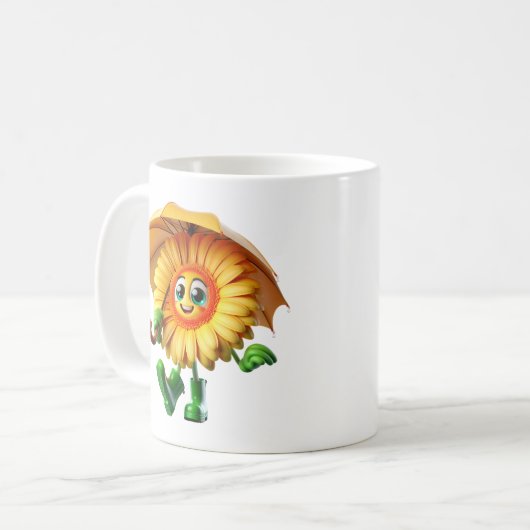 Gerbera unter einem Schirm Kaffeetasse (Vorderseite Links)