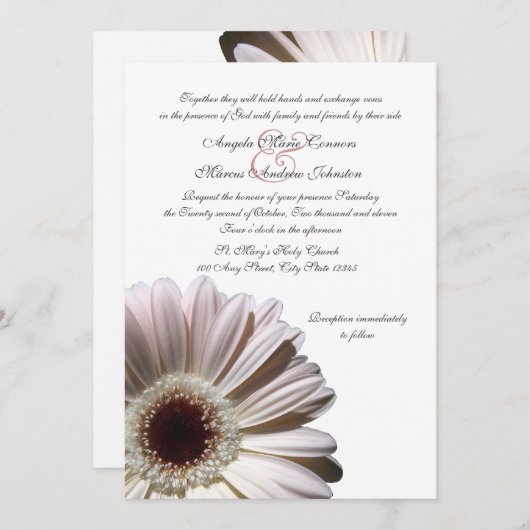 Gerbera Wedding Daisy Einladung (Vorne/Hinten)