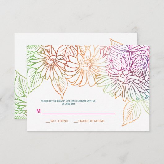 Gerbera Wedding Response Card Einladung (Vorne/Hinten)