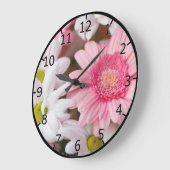 Gerberas und Chrysanthemas Große Wanduhr (Winkel)