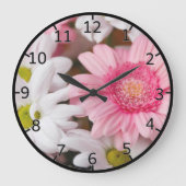 Gerberas und Chrysanthemas Große Wanduhr (Vorderseite)