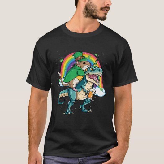 Gerbil Beer Dino Rex Horn Rainbow T-Shirt (Vorderseite)