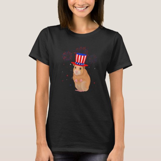 Gerbil Graphic Red White Blue Fireworks Decor 4. T-Shirt (Vorderseite)