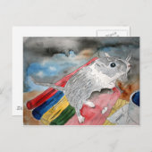 GERBIL PAINTING Heimtierportrait Art Postcard Postkarte (Vorne/Hinten)