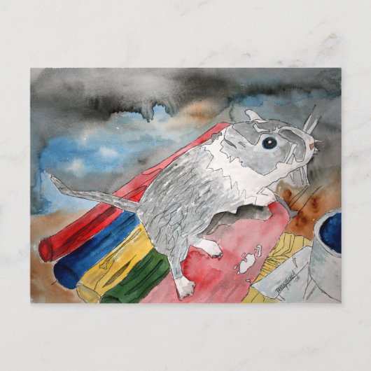 GERBIL PAINTING Heimtierportrait Art Postcard Postkarte (Vorderseite)