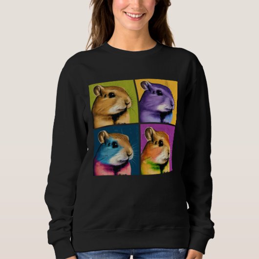 Gerbil Pop Illustration Colorful Animal Women Men Sweatshirt (Vorderseite)