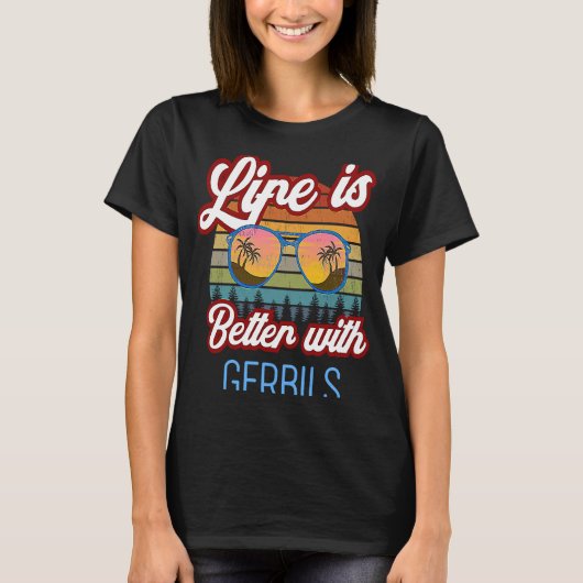 Gerbil Retro Sunset mit Gerbils T-Shirt (Vorderseite)