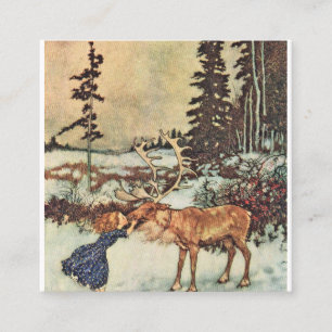 Gerda und das Rentier - Edmund Dulac Quadratische Visitenkarte