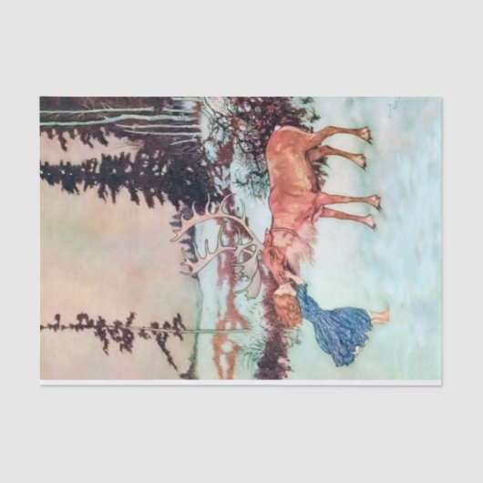 Gerda und Reindeer, Snow Queen Fairy Tale Seidenpapier (Vorderseite)