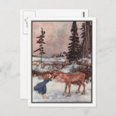 Gerda und Reindeer von Edmund Dulac Postkarte (Vorne/Hinten)
