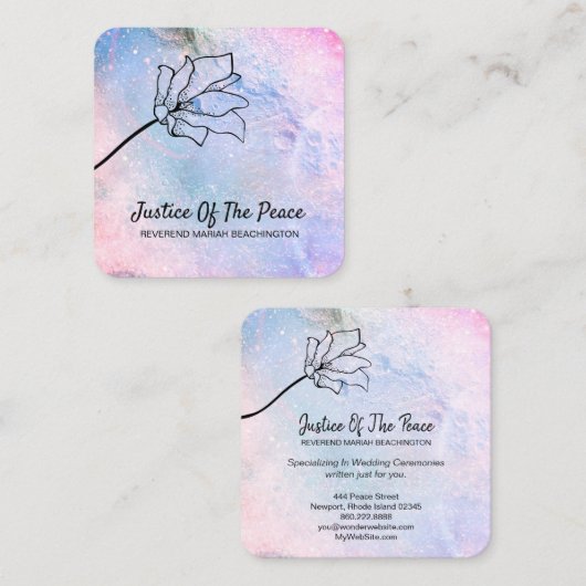 *~* GERECHTIGKEIT DER FRIEDENSKratern - Blumenmoon Quadratische Visitenkarte (Vorne/Hinten)