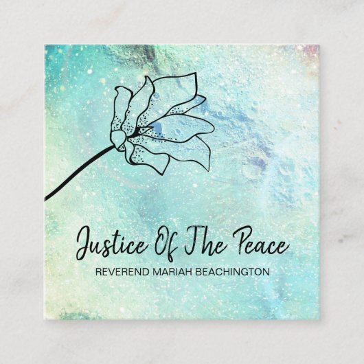 *~* GERECHTIGKEIT DES FRIEDENS - Blume Mond Crater Quadratische Visitenkarte (Vorderseite)