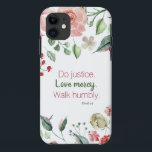 Gerechtigkeit floral Micah 6:8 Fall Mate iPhone Fa Case-Mate iPhone Hülle<br><div class="desc">Eine weiche Rose und cremefarbene Aquarellmuster mit dem Vers Micah 6:8 Gerechtigkeit tun. Liebe Gnade. Gehe demütig.</div>