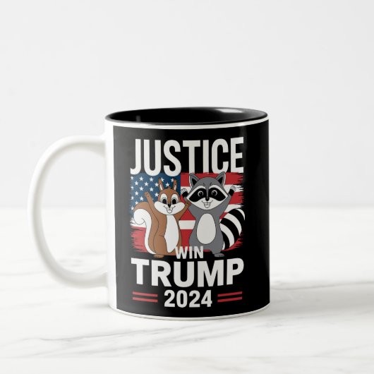 Gerechtigkeit für Peanut gewinnen Trump 2024 Zweifarbige Tasse (Links)