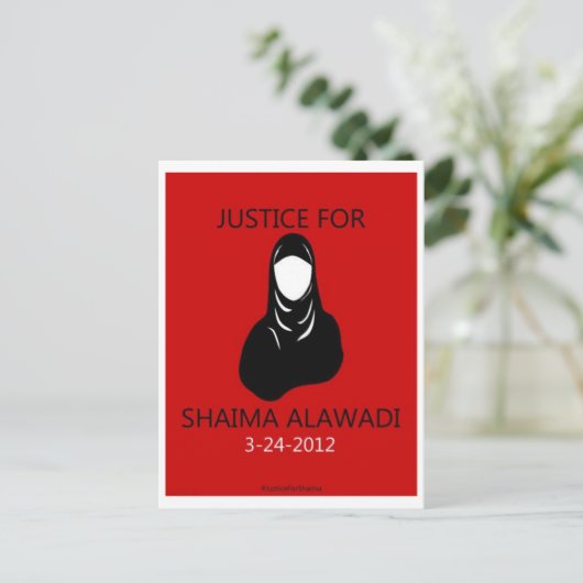 Gerechtigkeit für Shaima Alawadi Postkarte (Stehend Vorderseite)