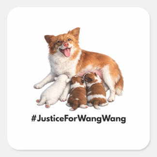Gerechtigkeit für Wang Wang Quadratischer Aufkleber