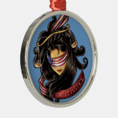 Gerechtigkeit ist durch Straßen-Gerechtigkeit Silbernes Ornament (Rechts)