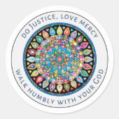 Gerechtigkeit tun, Liebe Gnade, demütig mit deinem Runder Aufkleber (Vorderseite)