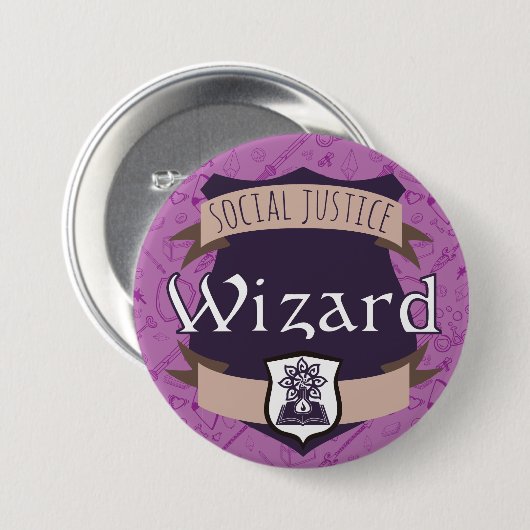 Gerechtigkeits-Klassen-Knopf: Zauberer Button (Vorne & Hinten)