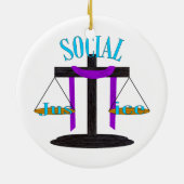 Gerechtigkeits-Themen mit Querbalance T Keramik Ornament (Hinten)
