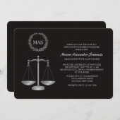 Gerechtigkeitskala-u. Wreath-juristische Einladung (Vorne/Hinten)