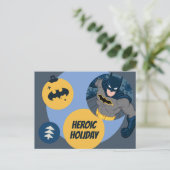 Gerechtigkeitsliga Batman Holiday Bauble Feiertagspostkarte (Stehend Vorderseite)