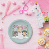 Gerechtigkeitsliga Chibi Snowball Kampf Pappteller (Party)