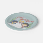 Gerechtigkeitsliga Chibi Snowball Kampf Pappteller (Schrägansicht)