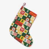 Gerechtigkeitsliga Holiday Grid Pattern Kleiner Weihnachtsstrumpf (Vorderansicht (hängend))