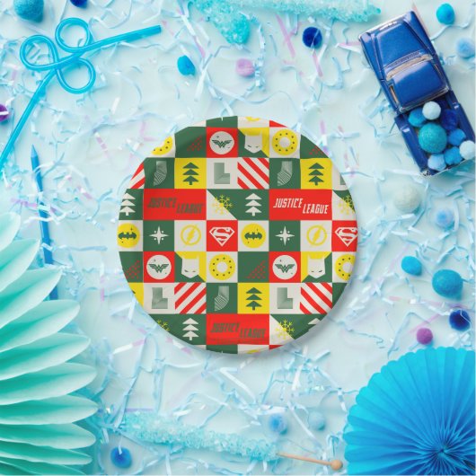 Gerechtigkeitsliga Holiday Grid Pattern Pappteller (Party)