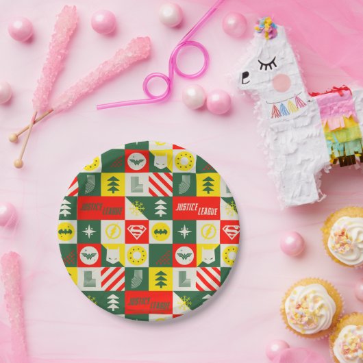 Gerechtigkeitsliga Holiday Grid Pattern Pappteller (Party)