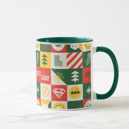 Gerechtigkeitsliga Holiday Grid Pattern Tasse (Rechts)