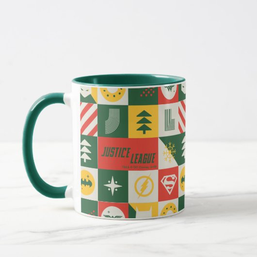 Gerechtigkeitsliga Holiday Grid Pattern Tasse (Links)