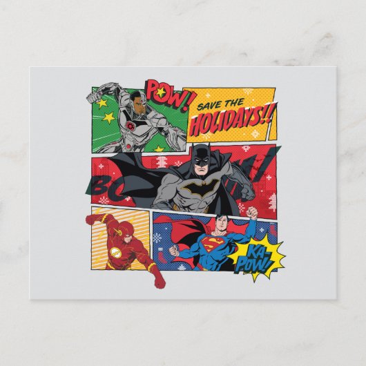 Gerechtigkeitsliga "Rett die Feiertage!" Feiertagspostkarte (Vorderseite)