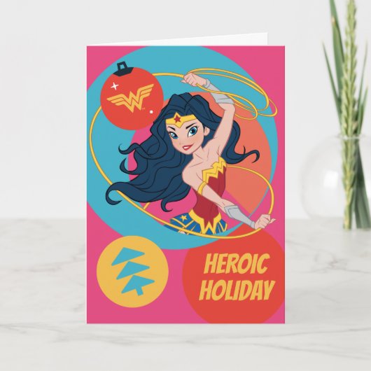 Gerechtigkeitsliga Woman Holiday Bauble Feiertagskarte (Vorderseite)