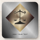 Gerechtigkeitsskala in Imitaten Gold & Silber Meta Getränkeuntersetzer (Vorderseite)