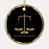 Gerechtigkeitsskala - Schwarz und Gold - 2 Seiten Keramik Ornament (Vorne)