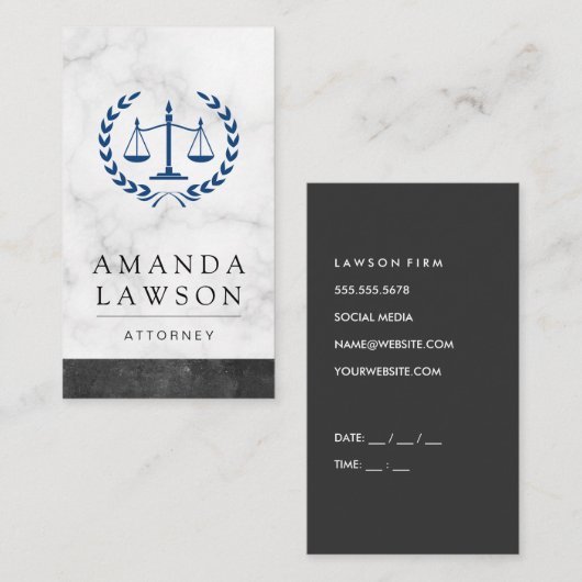 Gerechtigkeitsskales Marmorgesetz Slate Trim Terminkarte (Vorne/Hinten)