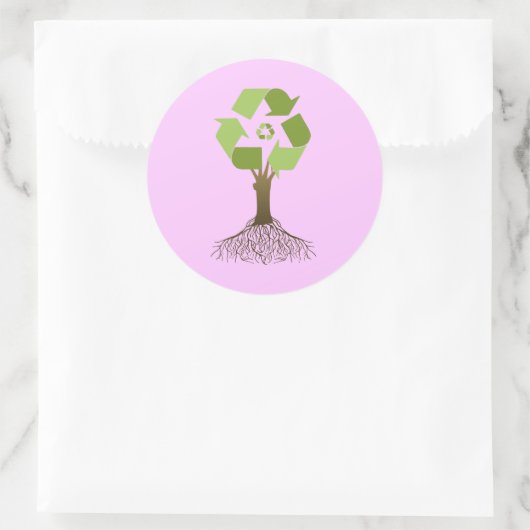 Gerecycelt Baum Runder Aufkleber (Tasche)