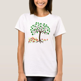 Gerecycelt Baum und Blume T-Shirt