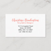 Gerecycelt Korallenschrott auf Kork Generic Visitenkarte (Rückseite)