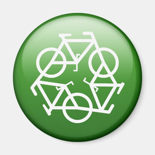 Gerecycelt Logo mit Fahrrädern Magnet (Vorne)