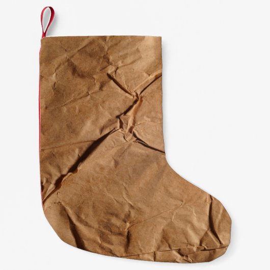 Gerecycelt Packpapier. Textur. Kleiner Weihnachtsstrumpf (Vorderseite)