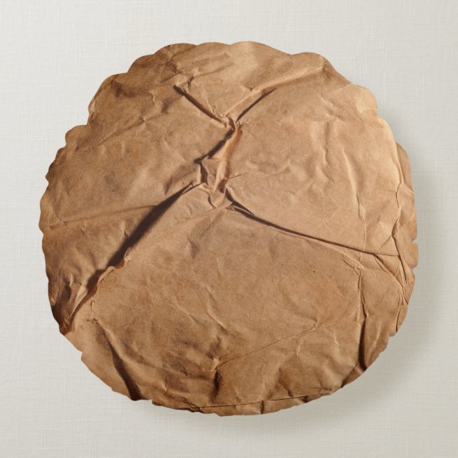 Gerecycelt Packpapier. Textur. Rundes Kissen (Vorderseite)