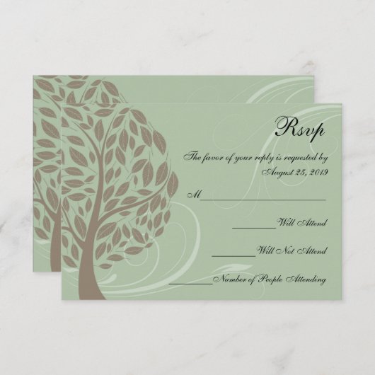 Gerecycelt Sage Green/Brown Stylized Öko Tree UAWG RSVP Karte (Vorne/Hinten)