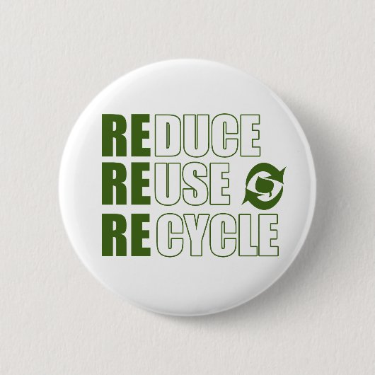 Gerecycelt Wiederverwendung reduzieren Button (Vorderseite)