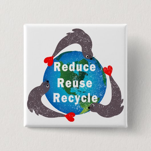 Gerecycelt Wiederverwendung reduzieren Button (Vorderseite)